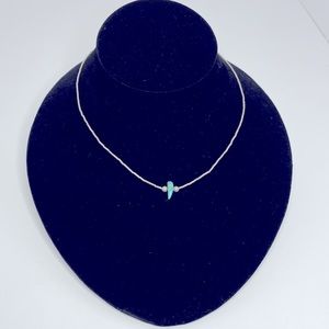 Liquid Silver & Turquoise Nugget Necklace